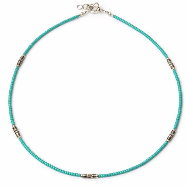 Nepalese Extra Fine Gem Necklace - Turquoise & Steel
