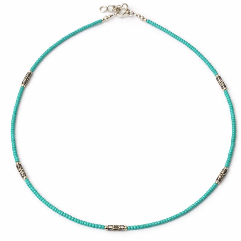 Nepalese Extra Fine Gem Necklace - Turquoise & Steel