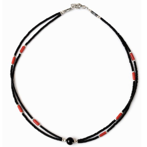 Nepalese Extra Fine Two Line Necklace - Black Pendant