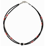 Nepalese Extra Fine Two Line Necklace - Black Pendant