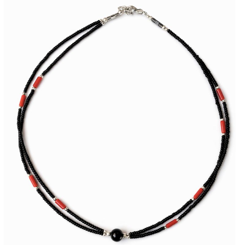 Nepalese Extra Fine Two Line Necklace - Black Pendant