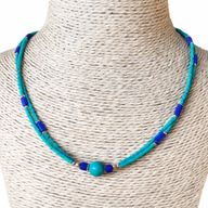 Nepalese Extra Fine Two Line Necklace - Lapis Pendant