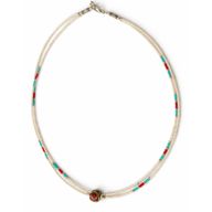 Nepalese Extra Fine Two Line Necklace - Pearl & Turquoise Pendant