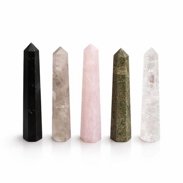 Gemstone Six Face Obelisk Points approx 11cm - Smoky Quartz