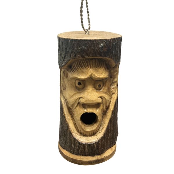 Tree Trunk Face - Bird House - Angry Monkey