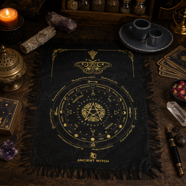 Mystic Moth - Pendulum Divination Cloth - Black & Gold