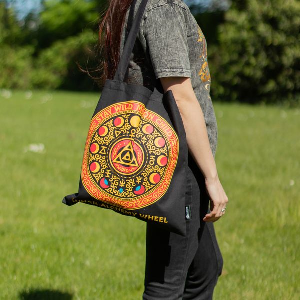 Iconic Classic Tote Bag - Luna Alchemy Wheel - Black 6oz (40x36cm)