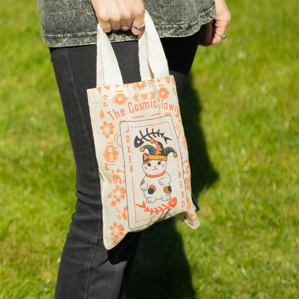 Iconic Mini Gift Tote Bag - Maneki Neko (4 assorted designs) - (24x18cm) - Natural 4oz