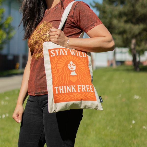 Iconic Tote Bag - Stay Wild (41x31cm) - Natural 10oz - Inside pocket and zip closure