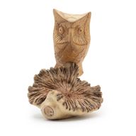 Handmade Parasite Wood Art Carving - Owl Watching