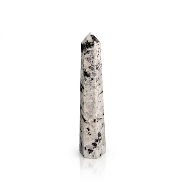 Gemstone Six Face Obelisk Points approx 17cm - Rainbow Moonstone