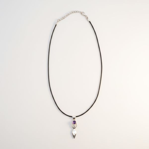 Indian Devotional Pendants - Silver Plated (45cm Cord)- Goddess Amethyst
