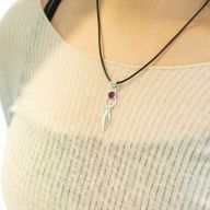Indian Devotional Pendants - Silver Plated (45cm Cord)- Goddess Amethyst