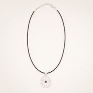 Indian Devotional Pendants - Silver Plated (45cm Cord)- Sun Worship Amethyst