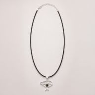 Indian Devotional Pendants - Silver Plated (45cm Cord)- Cleopatra Eye - Iolite