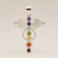 Indian Devotional Pendants - Silver Plated (45cm Cord)- Angel Chakra