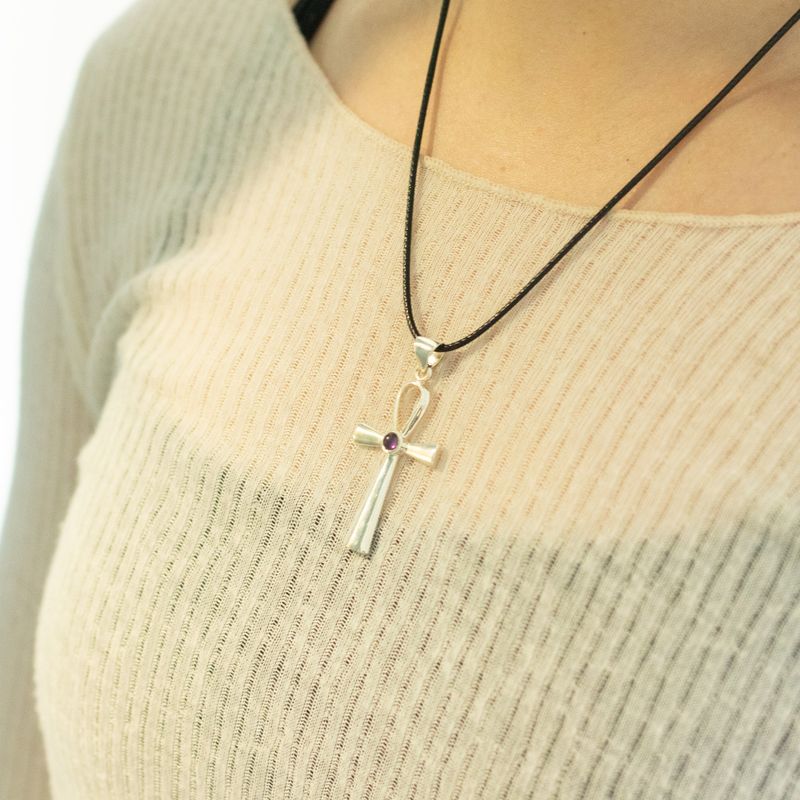 Indian Devotional Pendants - Silver Plated (45cm Cord)- Ankh Symbol of Eternal Life