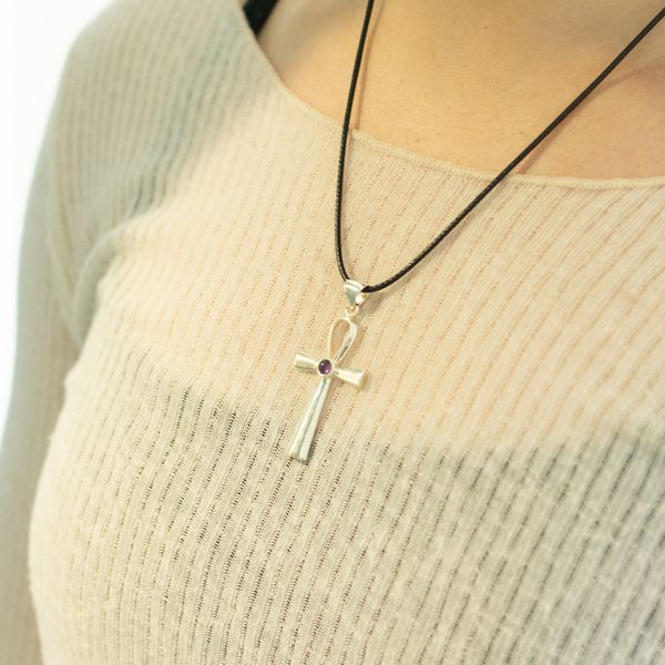 Indian Devotional Pendants - Silver Plated (45cm Cord)- Ankh Symbol of Eternal Life