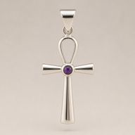 Indian Devotional Pendants - Silver Plated (45cm Cord)- Ankh Symbol of Eternal Life