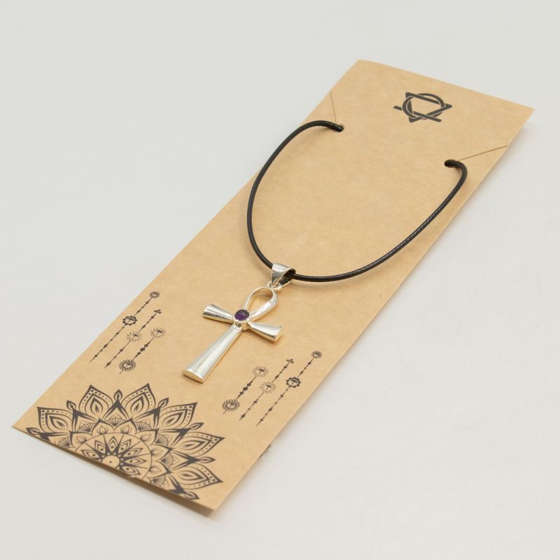 Indian Devotional Pendants - Silver Plated (45cm Cord)- Ankh Symbol of Eternal Life