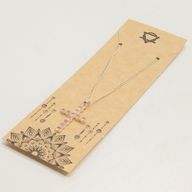 Indian Devotional Pendants - Silver Plated (45cm Chain)- Rose Quartz Crucifix