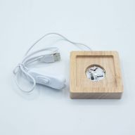 8cm Square Wooden USB LED Stand - Multi Colour