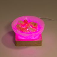 8cm Square Wooden USB LED Stand - Multi Colour