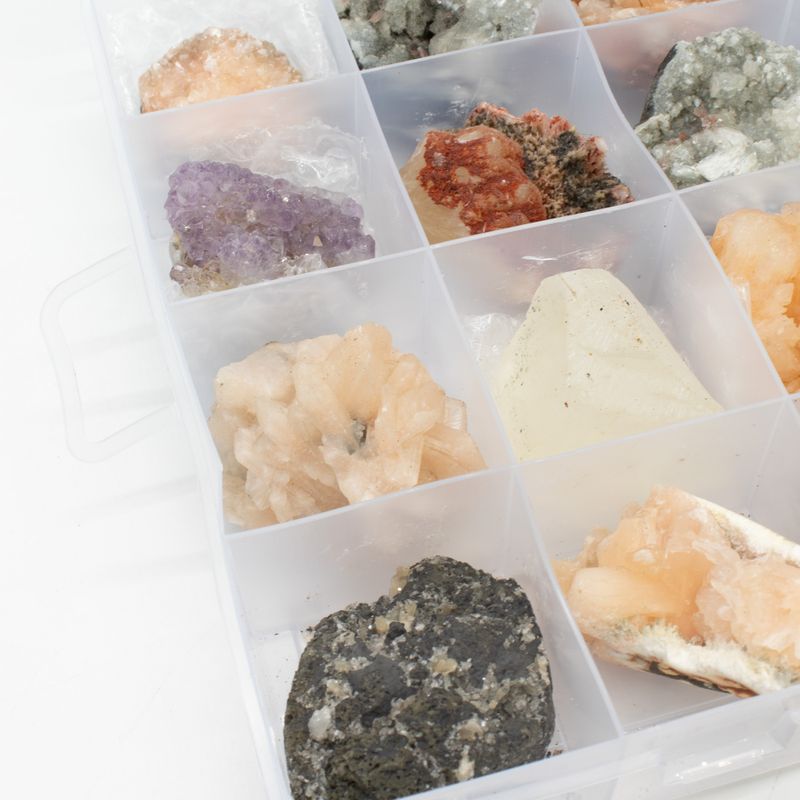 Mineral Specimen - Mixed Indian Zeolites in a Display