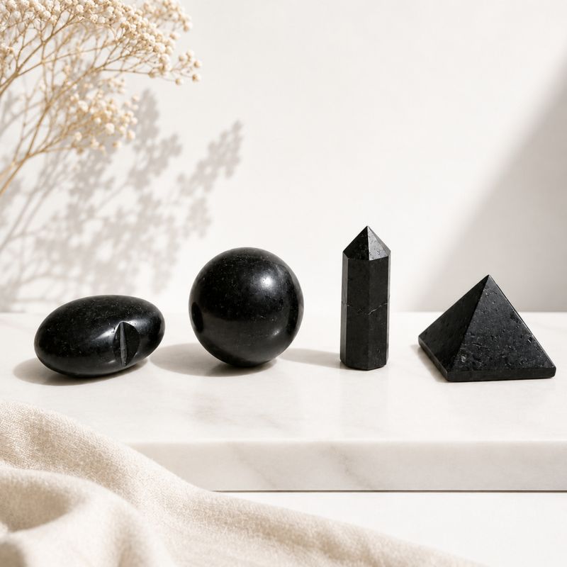Black Tourmaline Gemstone Retail Display Pack - Assorted Shapes