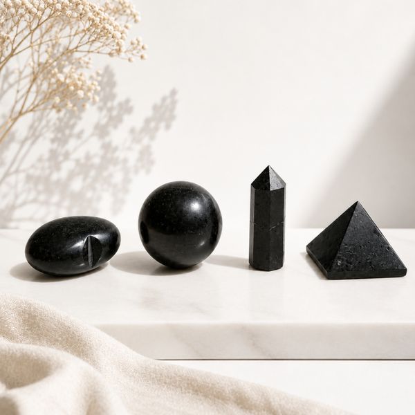 Black Tourmaline Gemstone Retail Display Pack - Assorted Shapes
