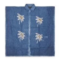Nomad Sari On the Med Collection - Kaftan - Blue with Gold & White Palm Tree Decor