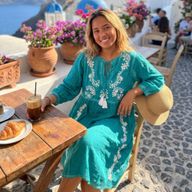 (M-L) Nomad Sari On the Med Collection - Dress - Turquoise with Embroidery & Tassle