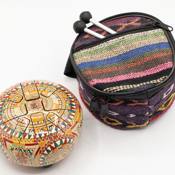 Small Happy Drum Om Mandala - 13x9cm