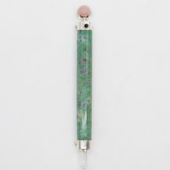 Verdant Heart Wand - Ruby Fuchsite Rose Quartz Crystal Ball top - 23cm