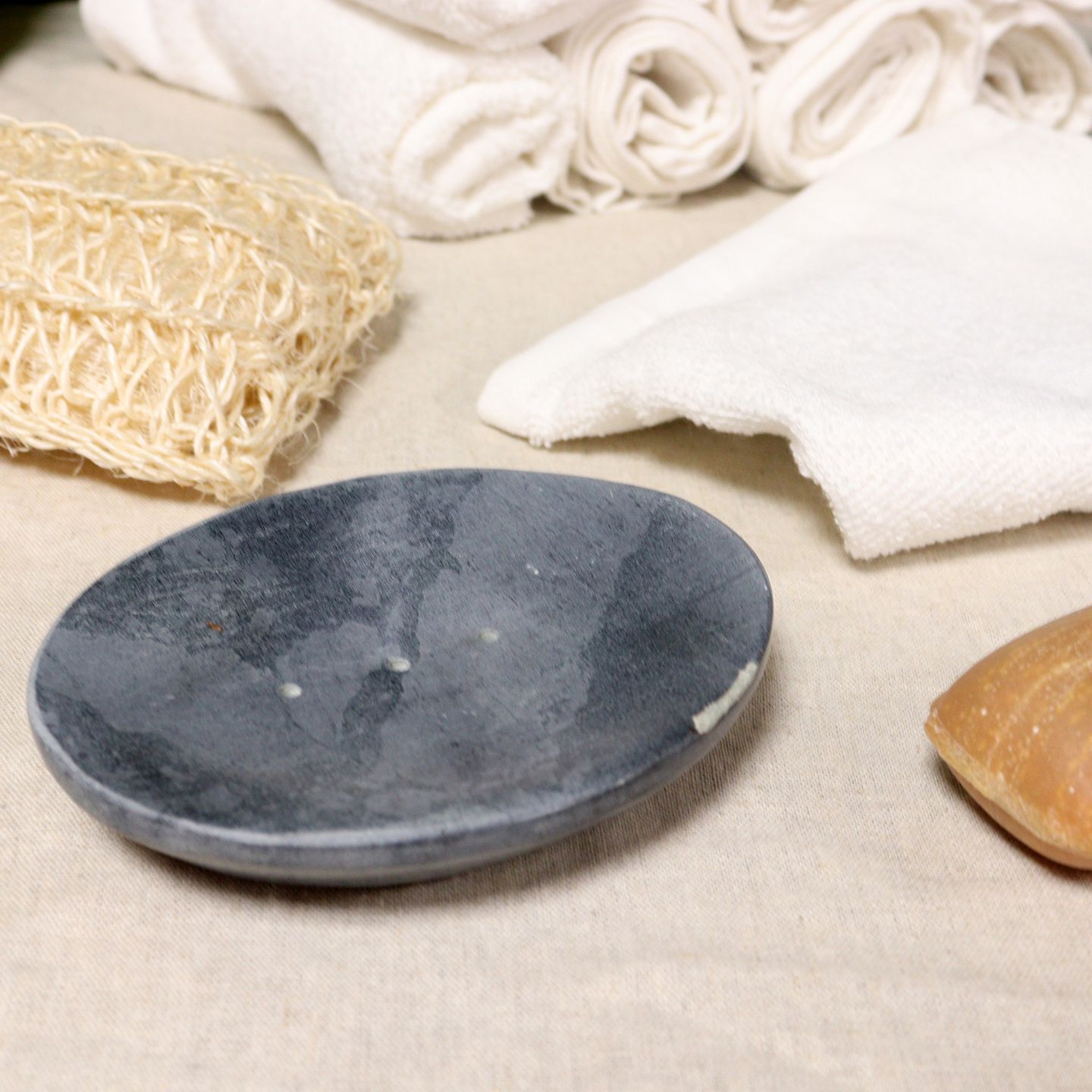 Natural stone soap dish