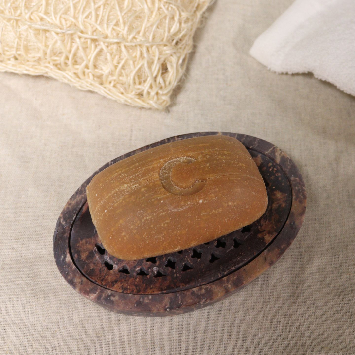 Natural stone soap dish