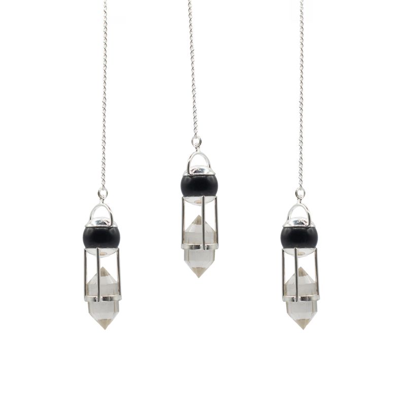 Shadow Seer - Double Power Pendulum - Obsidian Globe - Clear Quartz Double Terminated