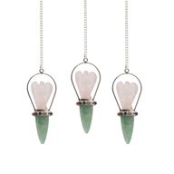 The Heart Oracle - Two Piece Angel Pendulum - Chakra Band - Rose Quartz & Green Aventurine