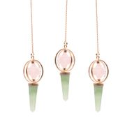 Heart Compass- Two Piece Spinning Merkaba Star in Copper Pendulum -  Rose Quartz & Green Aventurine