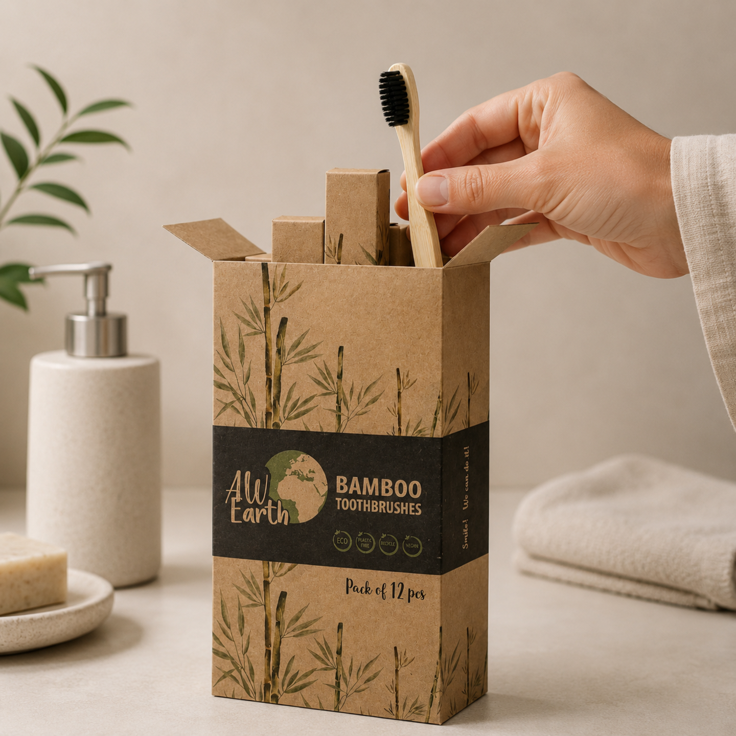 AWEarth Bamboo Toothbrush & Cotton Buds