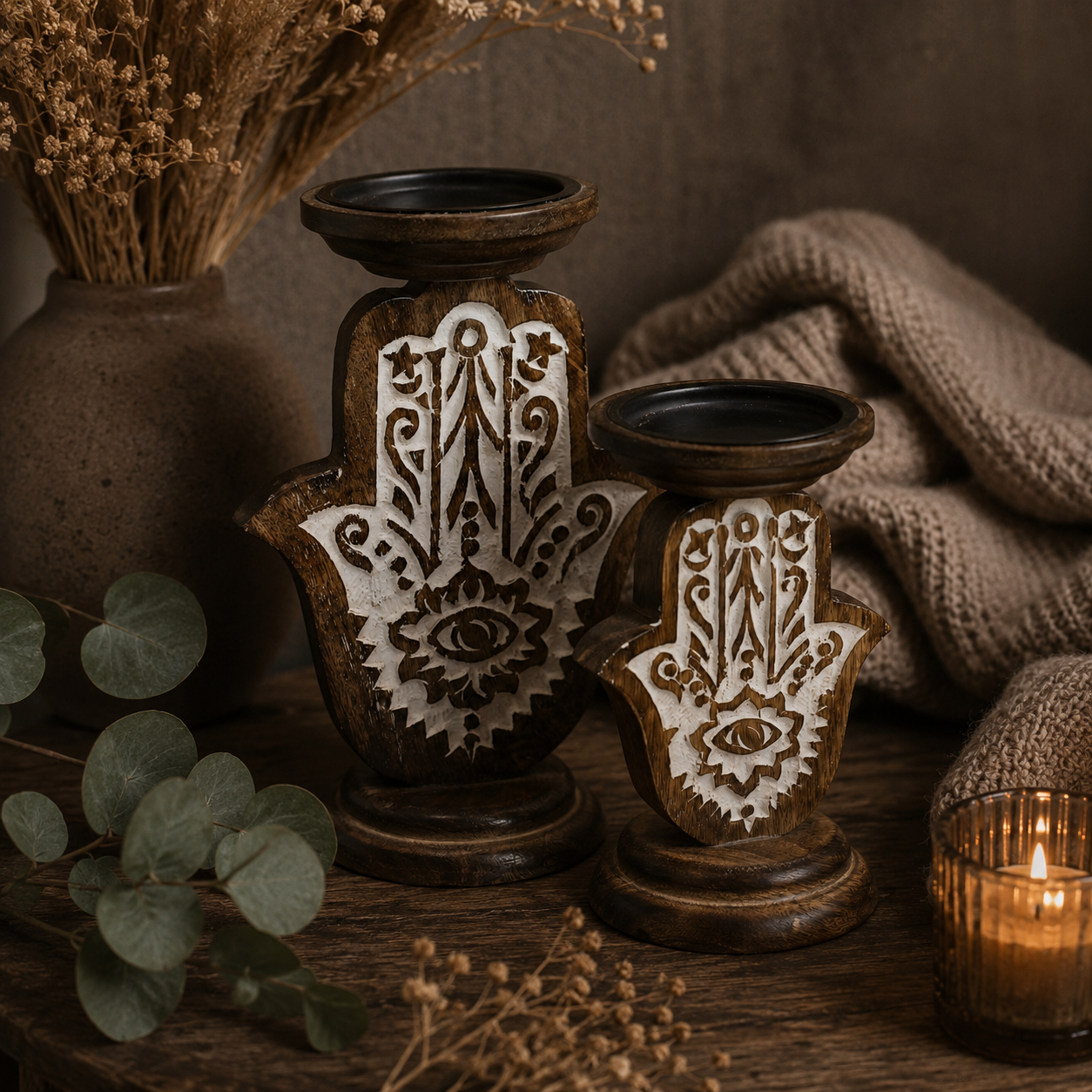 Wooden Candle Holders