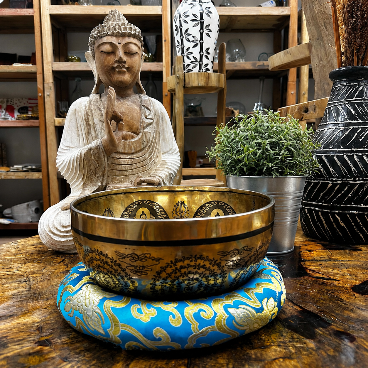 Tibetan Singing Bowl Cushions and Wooden Sticks