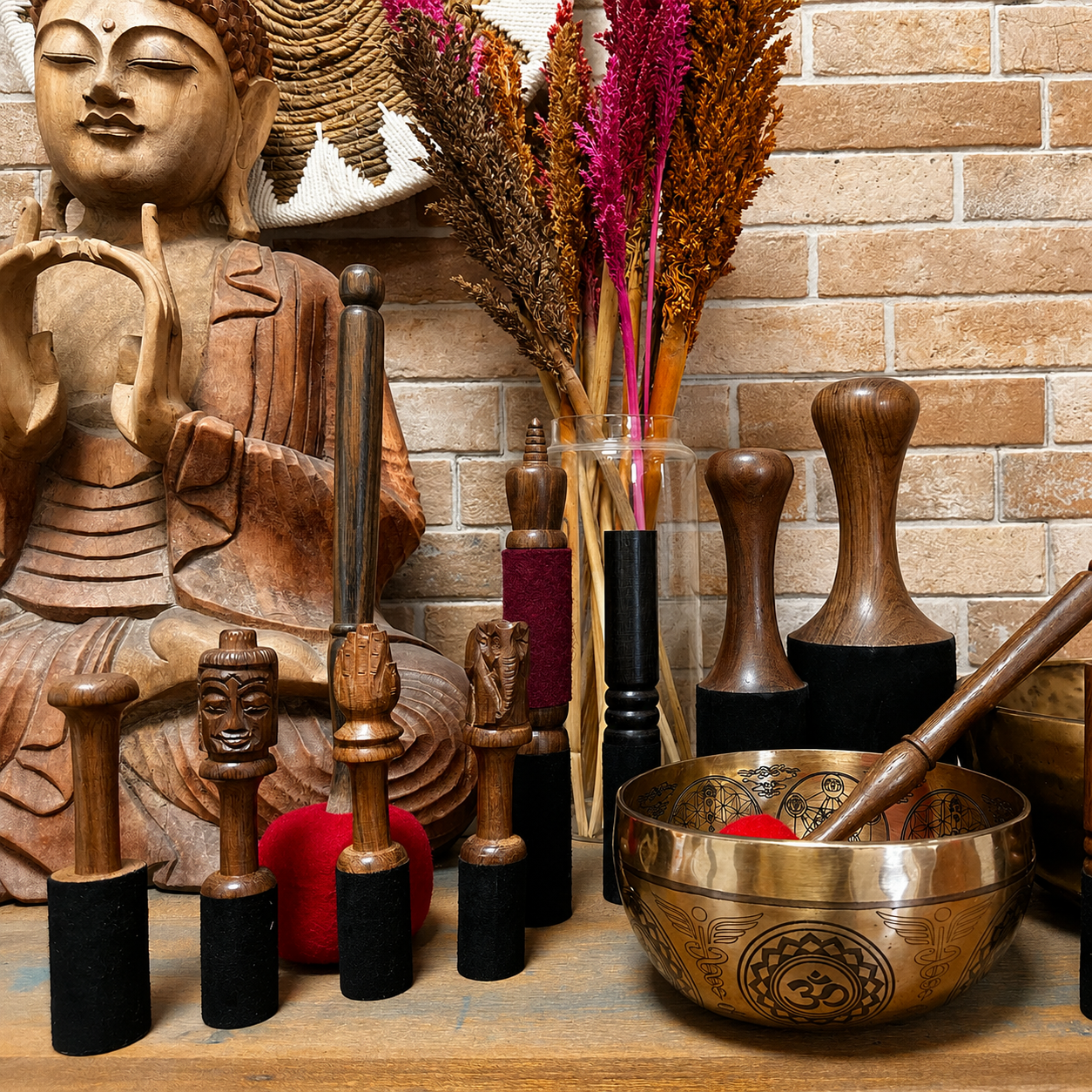 Tibetan Singing Bowl Cushions and Wooden Sticks