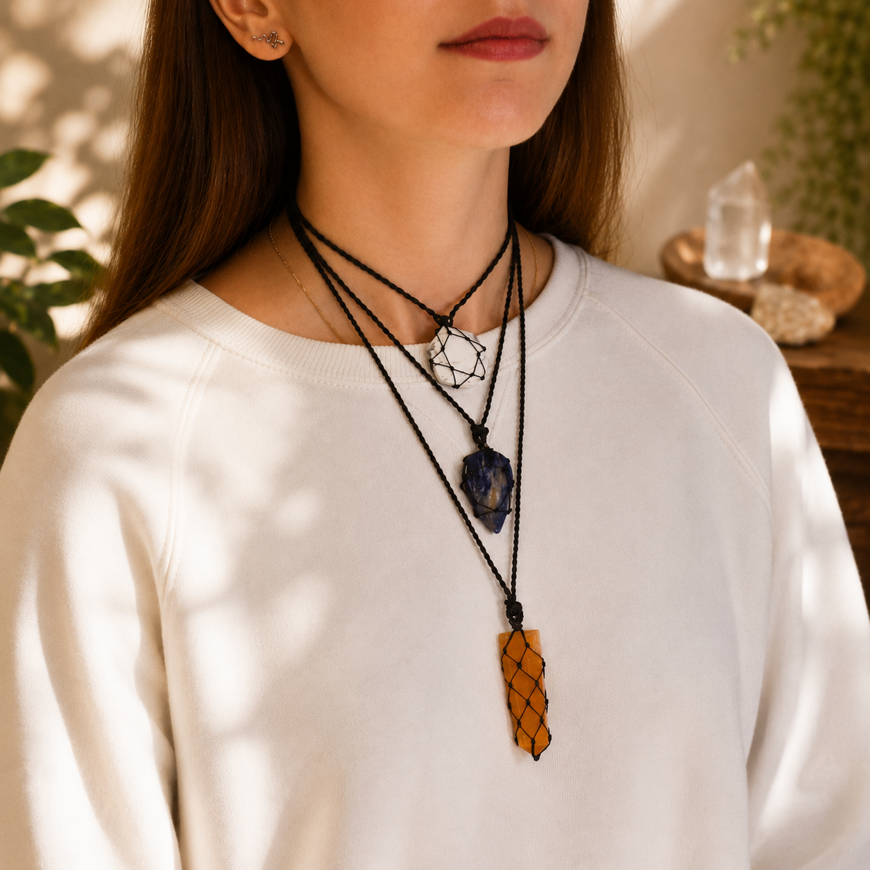 Laced Gemstone Pendants