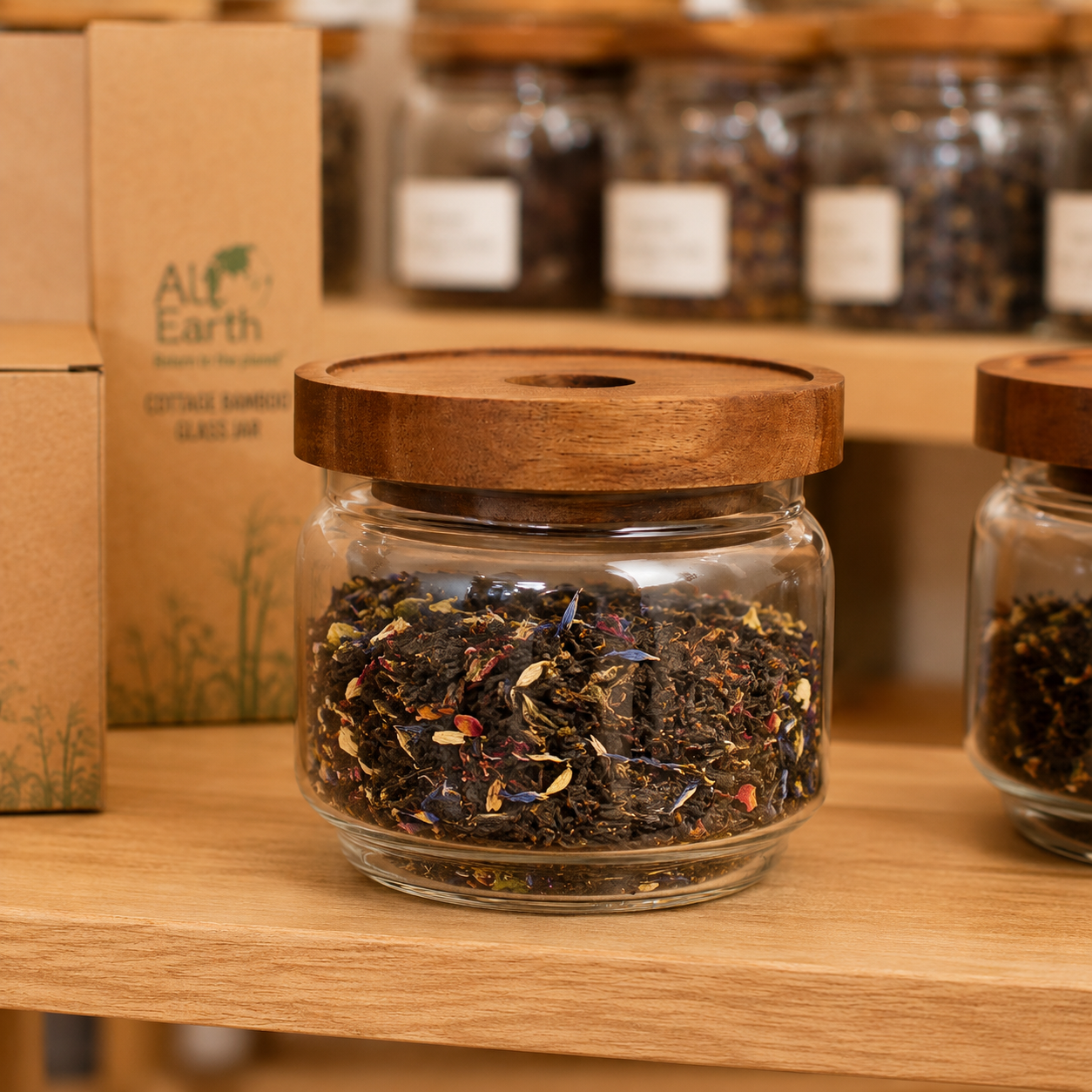 Cottage Bamboo Glass Jar