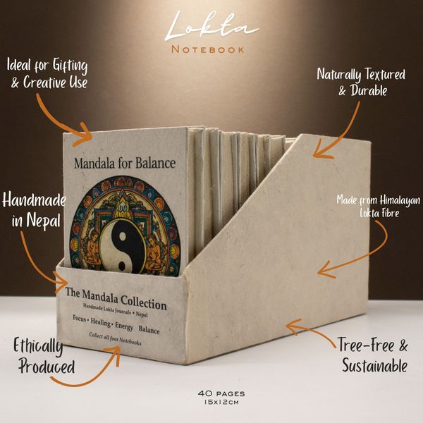 Med Tibet Mixed Mandala Notebooks - (12x8cm) - 40 pages (6x2 assorted Des) - In Display Case
