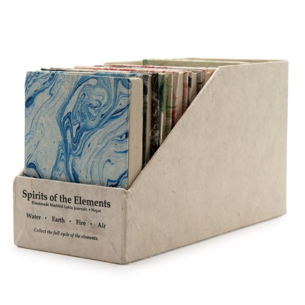 Med Marbled Four Elements Notebooks - (12x8cm) - 40 pages (6x2 assorted Des) - In Display Case