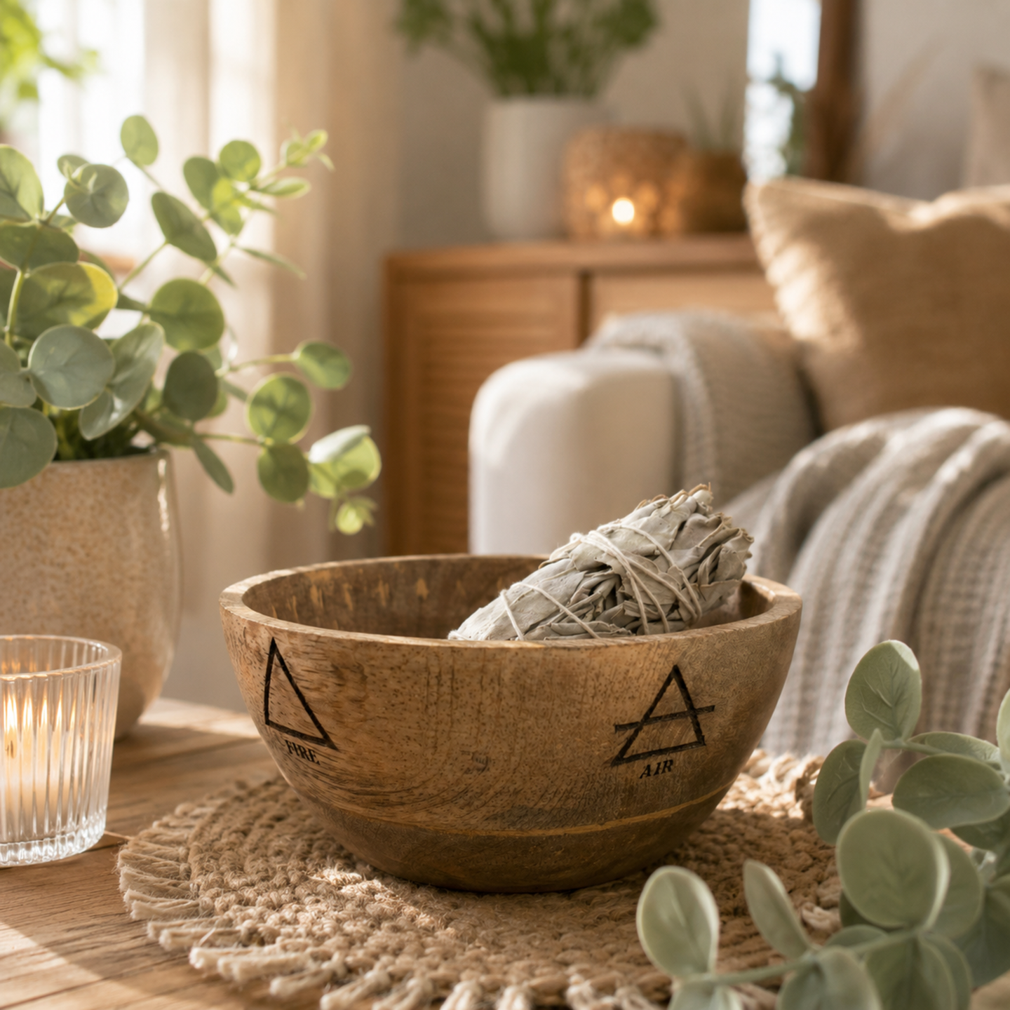 Wooden Smudge and Ritual Offerings Bowl