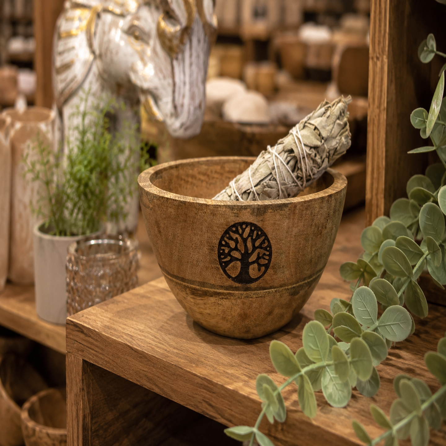 Wooden Smudge and Ritual Offerings Bowl