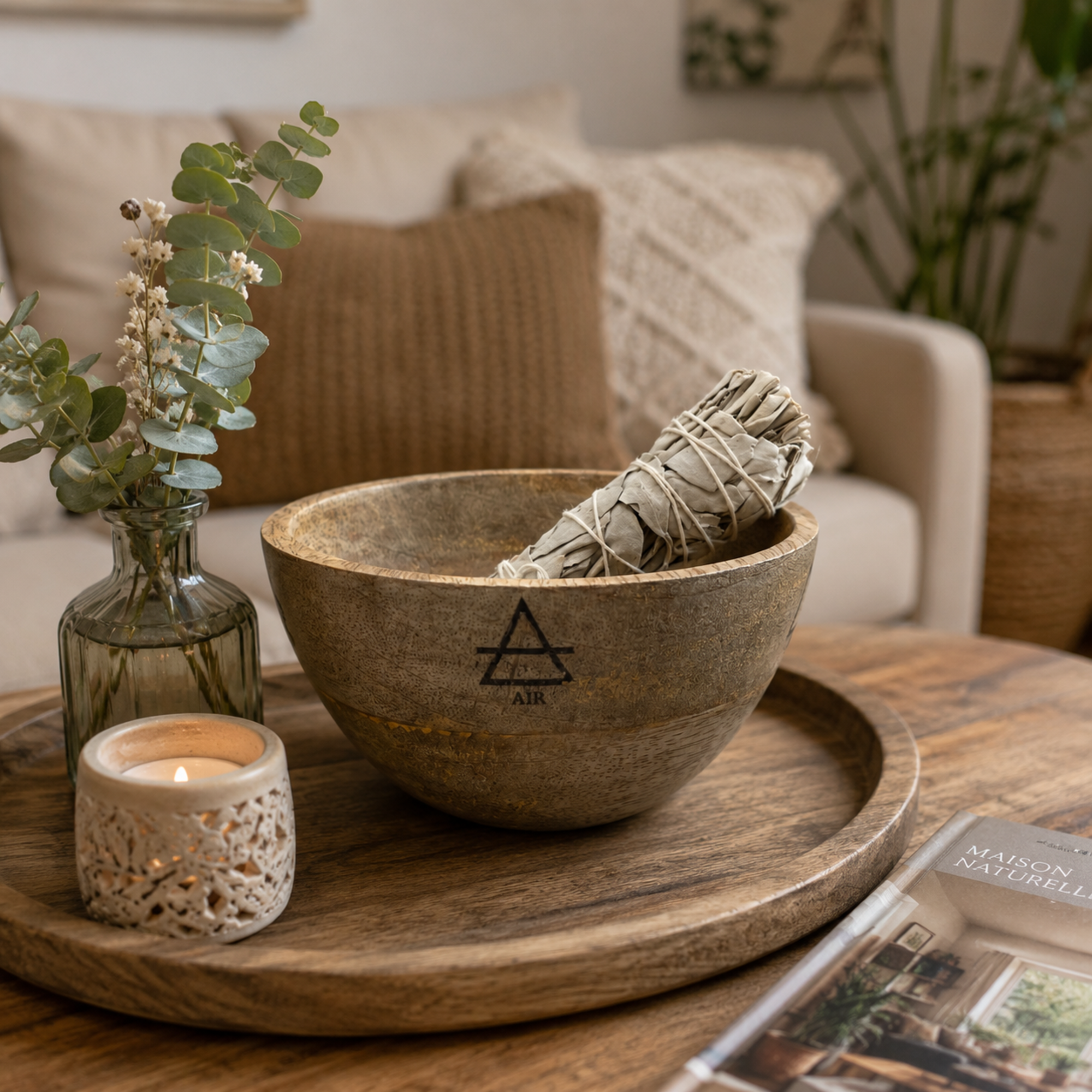 Wooden Smudge and Ritual Offerings Bowl